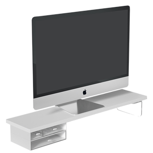 适用台式电脑显示器增高架带抽屉现代简约办公桌书桌显示器抬高支架桌面收纳储物架子置物架子屏幕垫高架