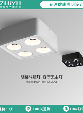 至御led射灯明装斗胆灯客厅四头吊顶灯格栅灯COB斗胆灯方形071