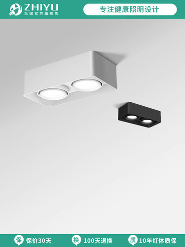至御双头筒灯明装斗胆灯客厅超薄卧室吸顶灯盒子灯明装筒灯105B