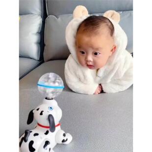 婴儿消耗体力玩具抬头专注力训练习电动炫酷小狗顶球音乐爬行玩具