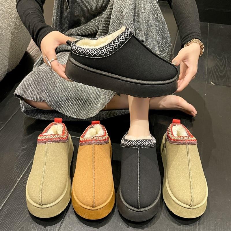包头棉拖鞋女外穿秋冬2025新款保暖加绒一脚蹬面包鞋厚底松糕半拖