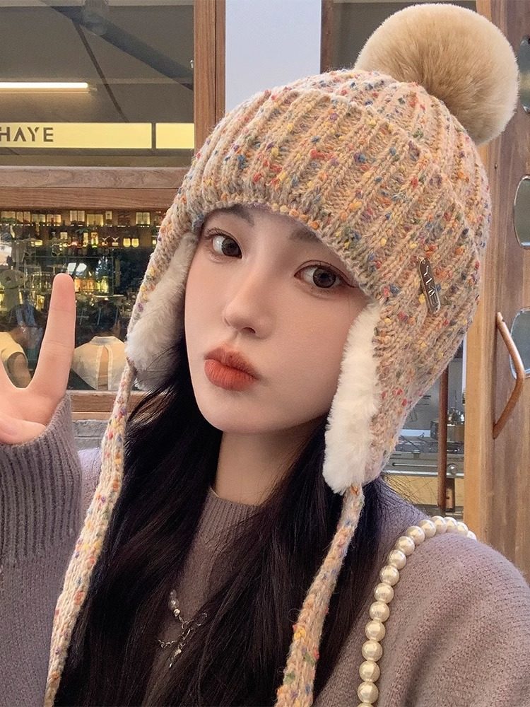 毛线帽子女冬季保暖加绒厚护耳帽可爱百搭防风防寒骑车针织雷锋帽,电动车/配件/交通工具,电动车面罩/帽,淘宝优惠券,粉丝福利购,淘宝优惠卷