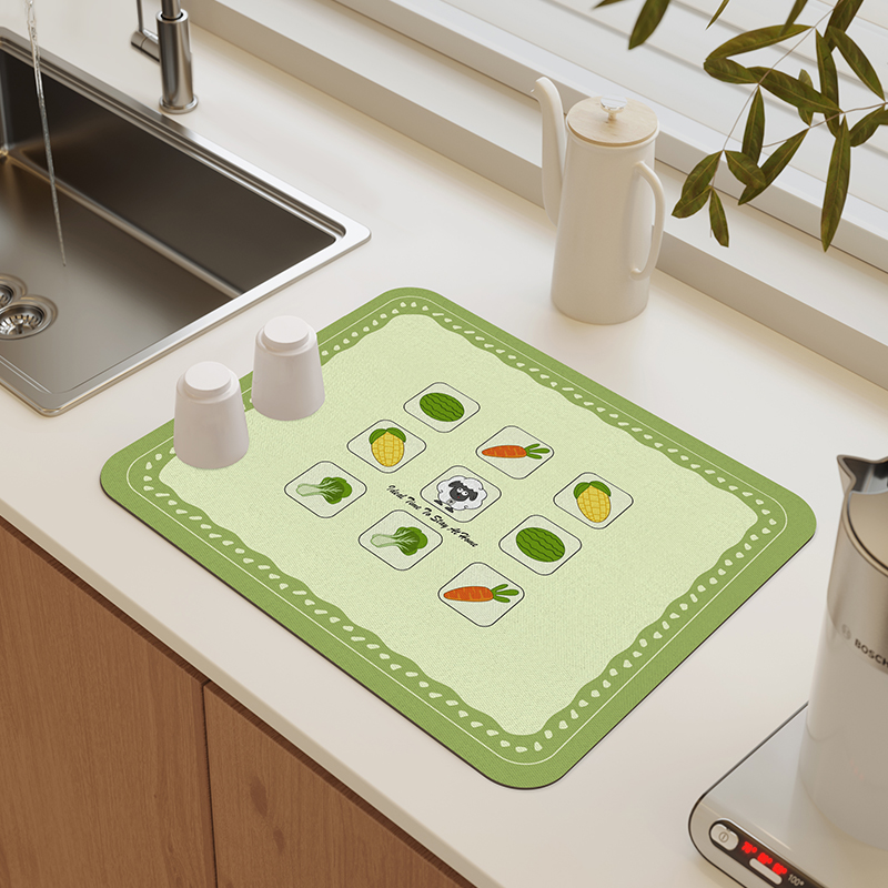 奶油风厨房台面沥水垫吸水垫卫生间洗手台牙刷杯碗筷盘碟垫子家用