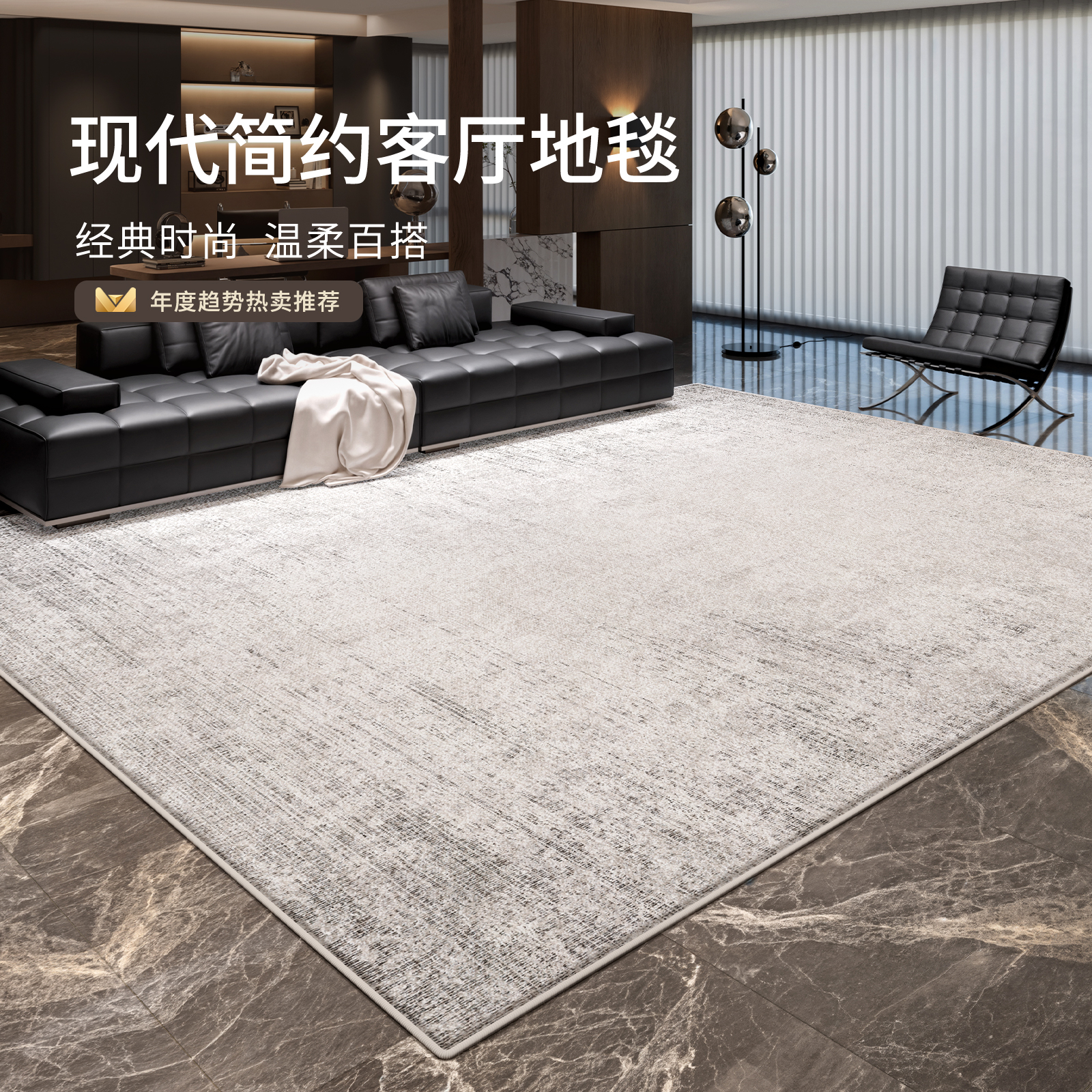 地毯客厅2025新款轻奢高级免洗可擦意式极简现代简约防水茶几地垫