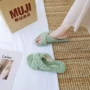 Dép nữ màu đỏ ròng 2019 mùa hè mới phiên bản Hàn Quốc của mái tóc nhỏ hoang dã tươi mát hở ngón chân phẳng - Dép giày nữ đẹp