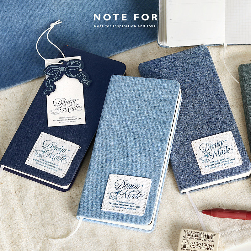 NOTE FOR 牛仔布面周记slim手帐《丹宁日记》weeks手帐日程本周计划复古蓝色自填笔记书签weekly计划本手账本