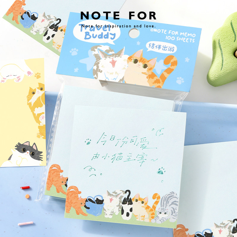 NOTE FOR 100张便签本《懒懒手记本》vol.2可爱猫咪水彩生活素材纸手帐备忘书写拼贴萌系治愈文具便签纸