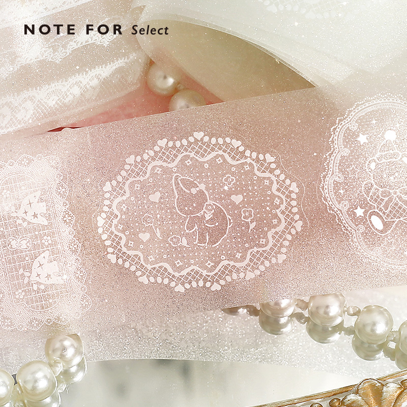 信的恋人 4cm闪砂模切PET胶带《蕾丝圆舞曲》文艺轻复古模切蕾丝花边拉条图标动物植物爆闪手帐拼贴装饰素材