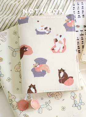 NOTE FOR 基础手帐书衣《铲屎官日记》余白a5书衣可爱猫狗图案手账书衣保护套a6布面手帐本封皮笔记本封套