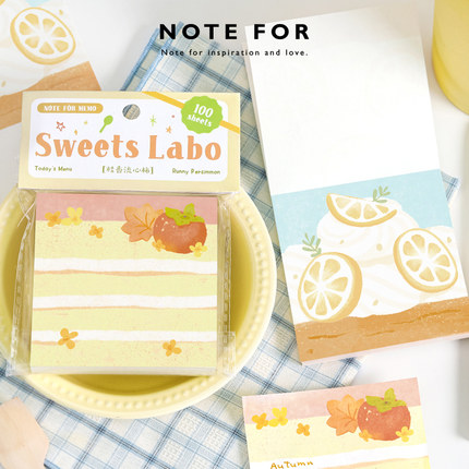 NOTE FOR 100张便签本《甜点研究室》日系蛋糕切面草莓百搭手帐装饰素材备忘记录便签本可撕便签纸小本子