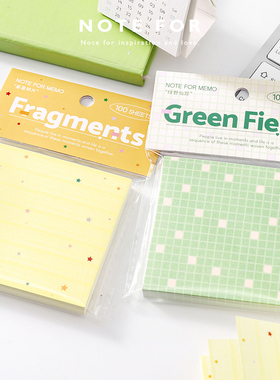 NOTE FOR 100张高颜值便签本《色彩奏鸣曲》基础ins奶盐清新手绘格纹波点星星百搭素材备忘记事留言便签纸