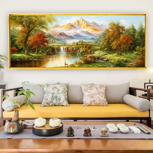 金山绿水满绣十字绣自己手工DIY制作客厅横版大气高级感刺绣挂画