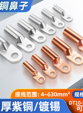 线鼻子铜鼻子DT16平方冷压接线鼻子加厚纯铜紫铜铜线耳接线铜接头