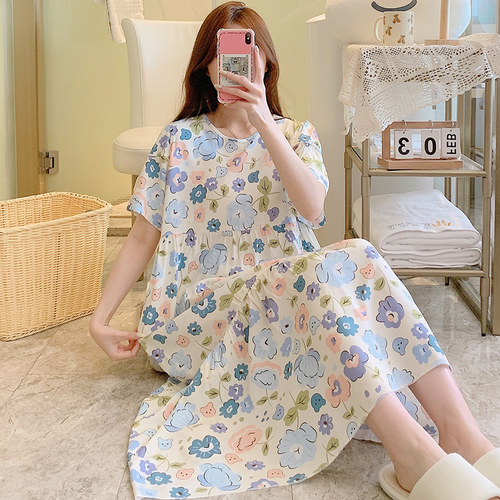 棉绸清新棉绸大码裙子甜美夏季