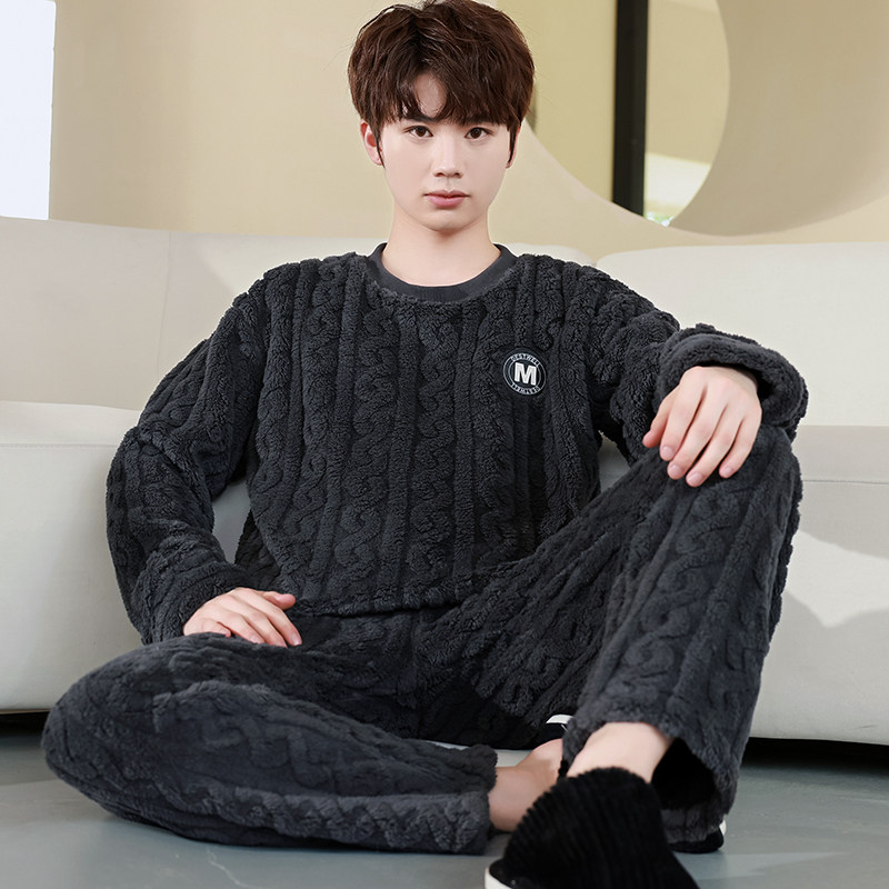 冬天睡衣男秋冬季珊瑚绒加厚加绒大码宽松套头两件套法兰绒家居服,女士内衣/男士内衣/家居服,睡衣/家居服套装,淘宝优惠券,粉丝福利购,淘宝优惠卷