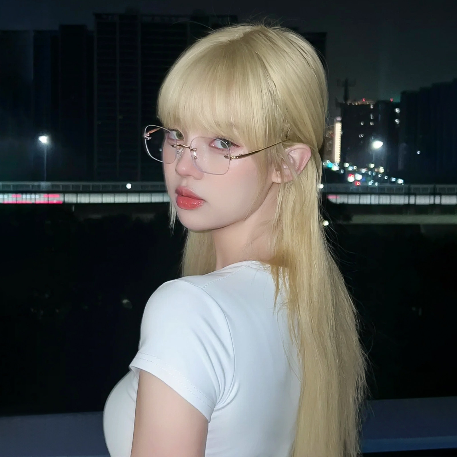 假发女长发lisa同款白金发色jk长直发网红时尚主播女团发型全头套