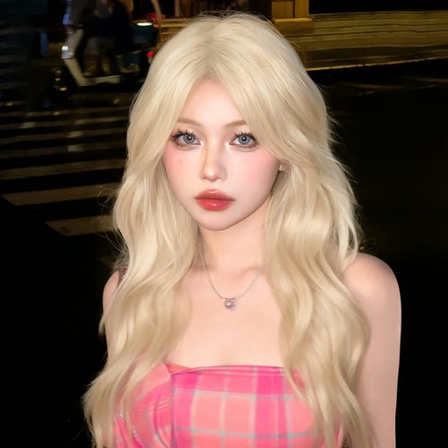 假发女浅金色卷发蓬松自然全头套