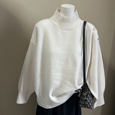 日单气质高领毛衣女秋冬高级感针织打底衫设计感小众内搭上衣