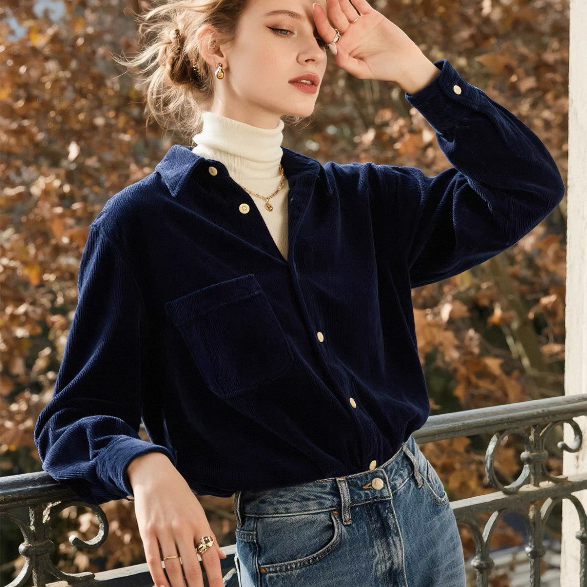 【不卷边 100%棉】长袖高级感纯棉灯芯绒衬衫衬衣正肩宽松翻领,女装/女士精品,衬衫,淘宝优惠券,粉丝福利购,淘宝优惠卷
