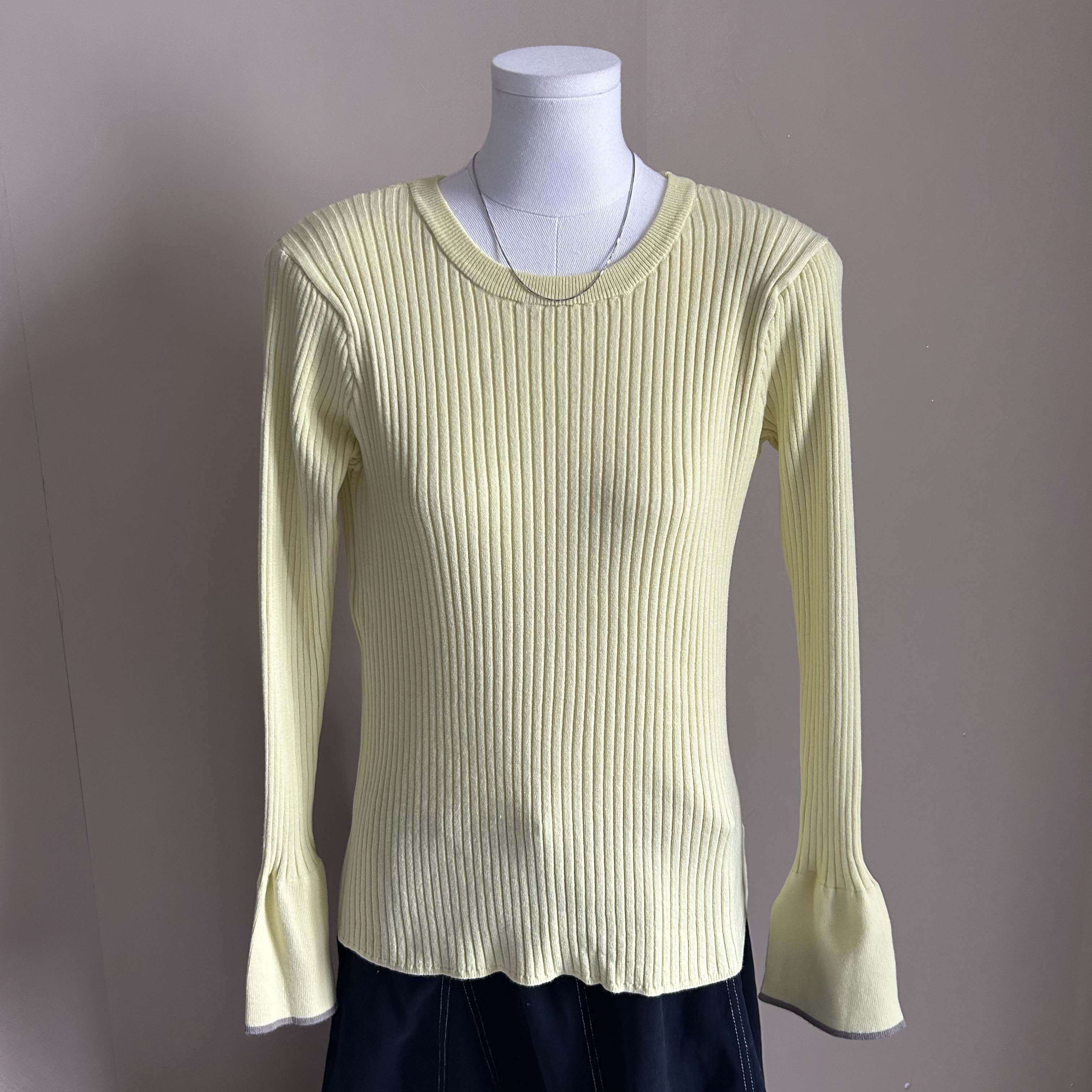 【不退换】日单袖子开叉喇叭袖撞色圆领修身针织衫长袖上衣女打底,个性定制/设计服务/DIY,毛衣加工定制,淘宝优惠券,粉丝福利购,淘宝优惠卷