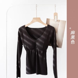 长袖 350g真德绒羊绒蛋白牙签条罩杯打底衫 文胸保暖内衣 不退换