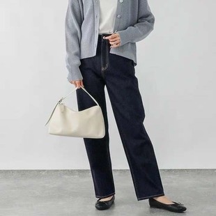 日单春季新款女装纯棉松紧腰休闲百搭洗水萝卜牛仔长裤