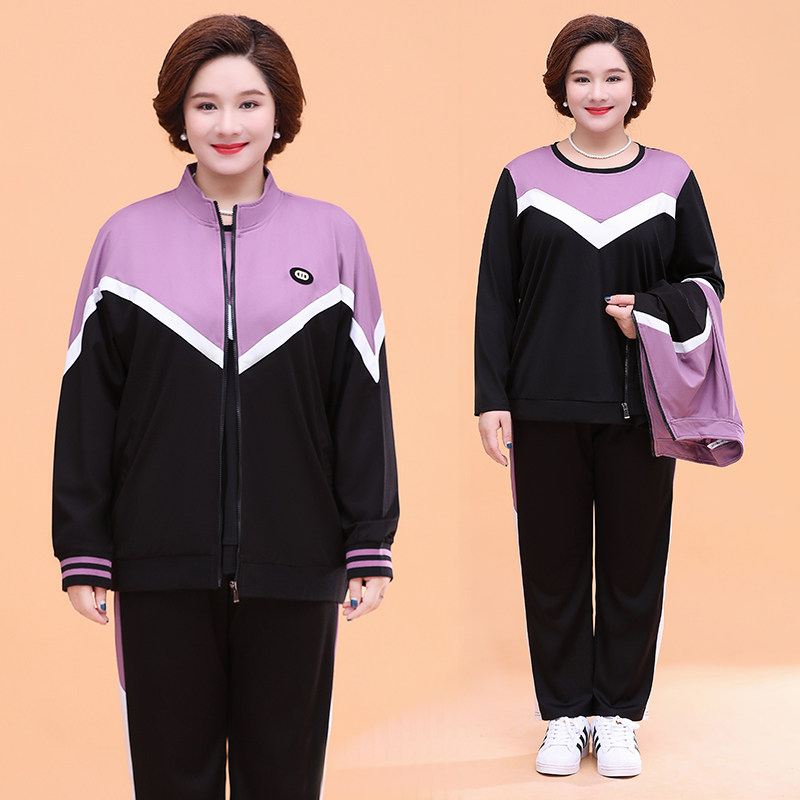 妈妈运动套装三件套休闲洋气减龄两件套中老年大码女装秋冬新款