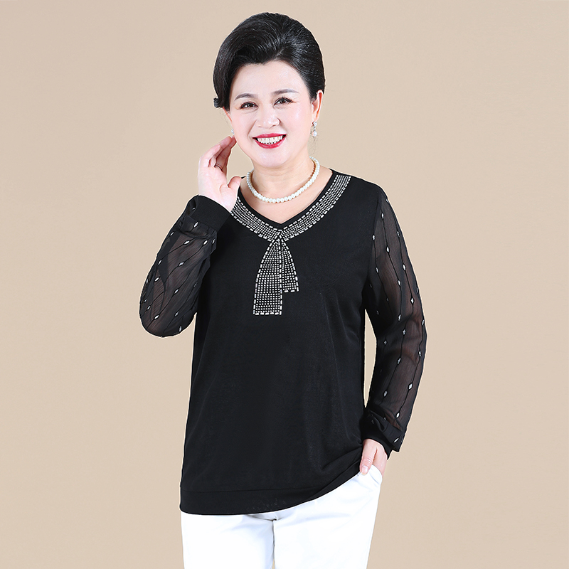 2020新款胖妈妈打底衫加肥加大码T恤秋装上衣中老年女装高贵洋气