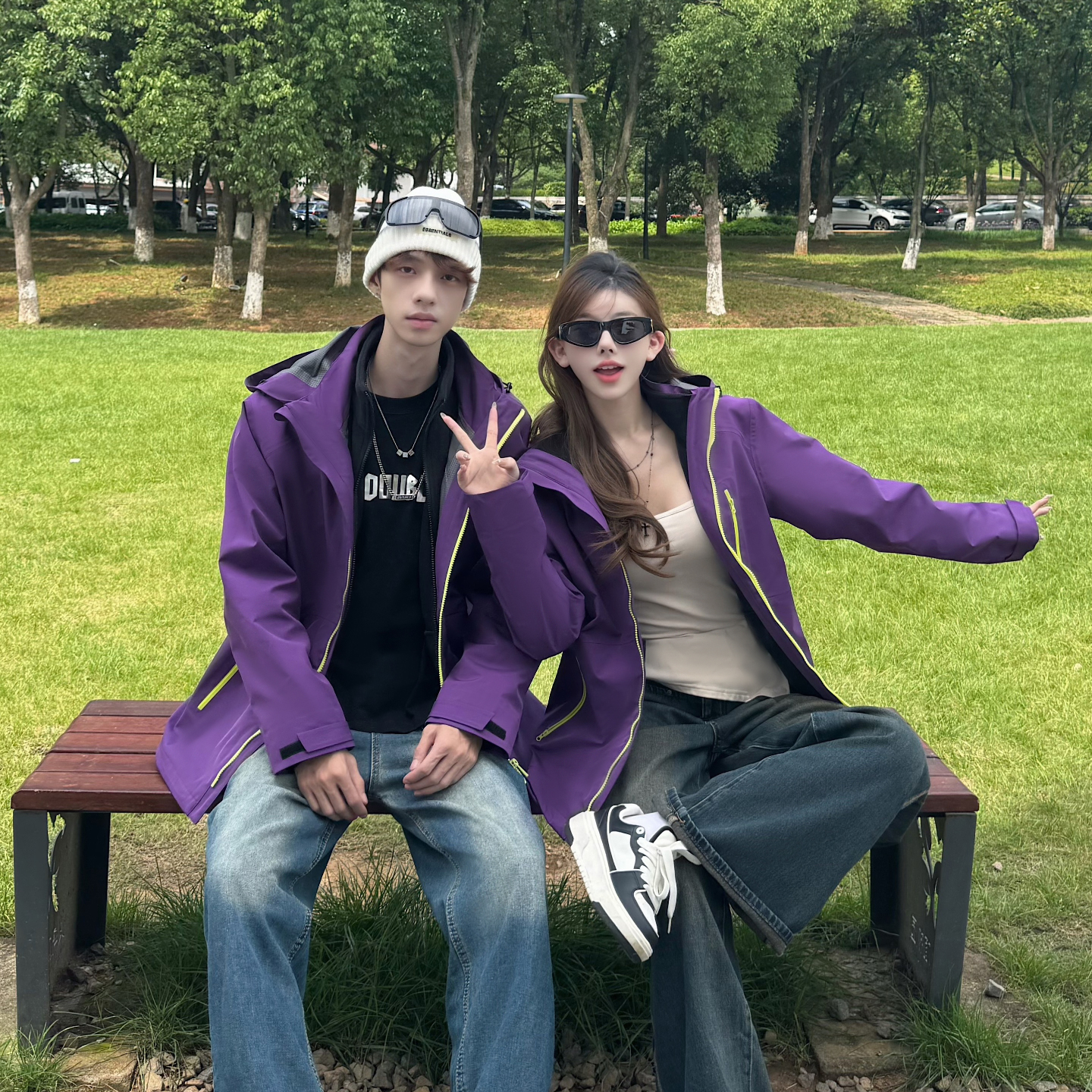 uhmu情侣冲锋衣2件套可拆卸