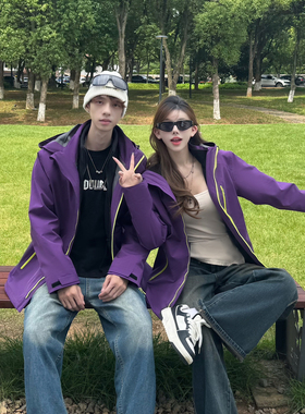 uhmu情侣装2026新款冬季冲锋衣三合一可拆卸女全压胶防风防水外套