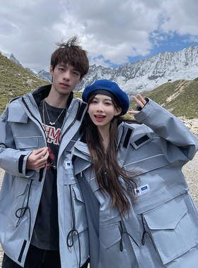 UHMU高端大牌情侣冲锋衣男款春秋冬三季2026新款加绒加厚工装外套