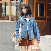 网红小香风百搭潮ins外套 牛仔外套女宽松韩版 bf破洞2019春秋新款