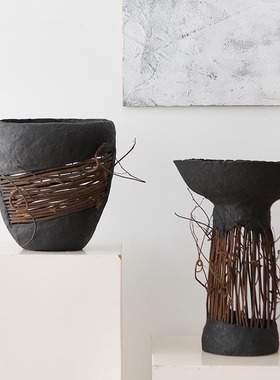 新中式侘寂风艺术几何镂空装饰摆件样板间售楼处酒店客厅桌面摆设