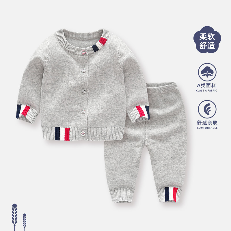 婴儿毛衣套装秋季外套针织衫衣服