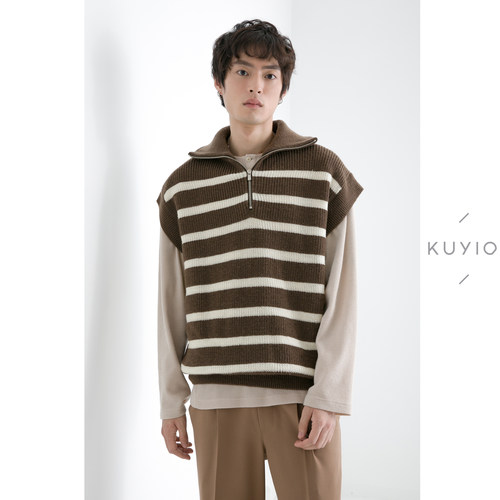 kuyiou半开襟穿法高领b02马甲