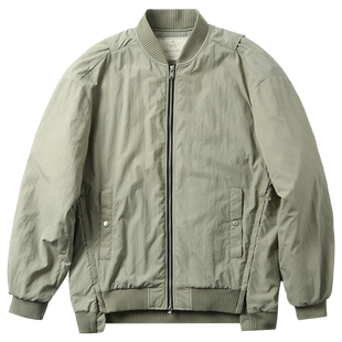 KUYIOU/防泼水盐缩微皱肌理棒球领棉衣宽松落肩空军棉夹克外套男