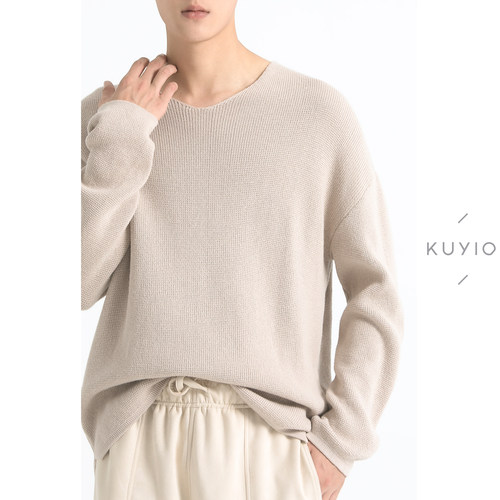 kuyiou/设计师精梳棉V领落肩柔软