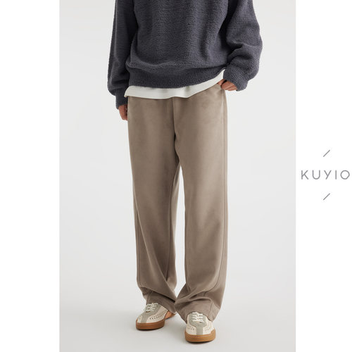 KUYIOU麂皮绒直筒休闲长裤