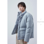 宽松挺廓立领极简保暖夹克面包羽绒服男 KUYIOU 蓬松饱满90绒 Y07