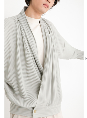 KUYIOU/一生褶  手工三次褶皱宅男道袍日系斜门襟夹克外套男JL109