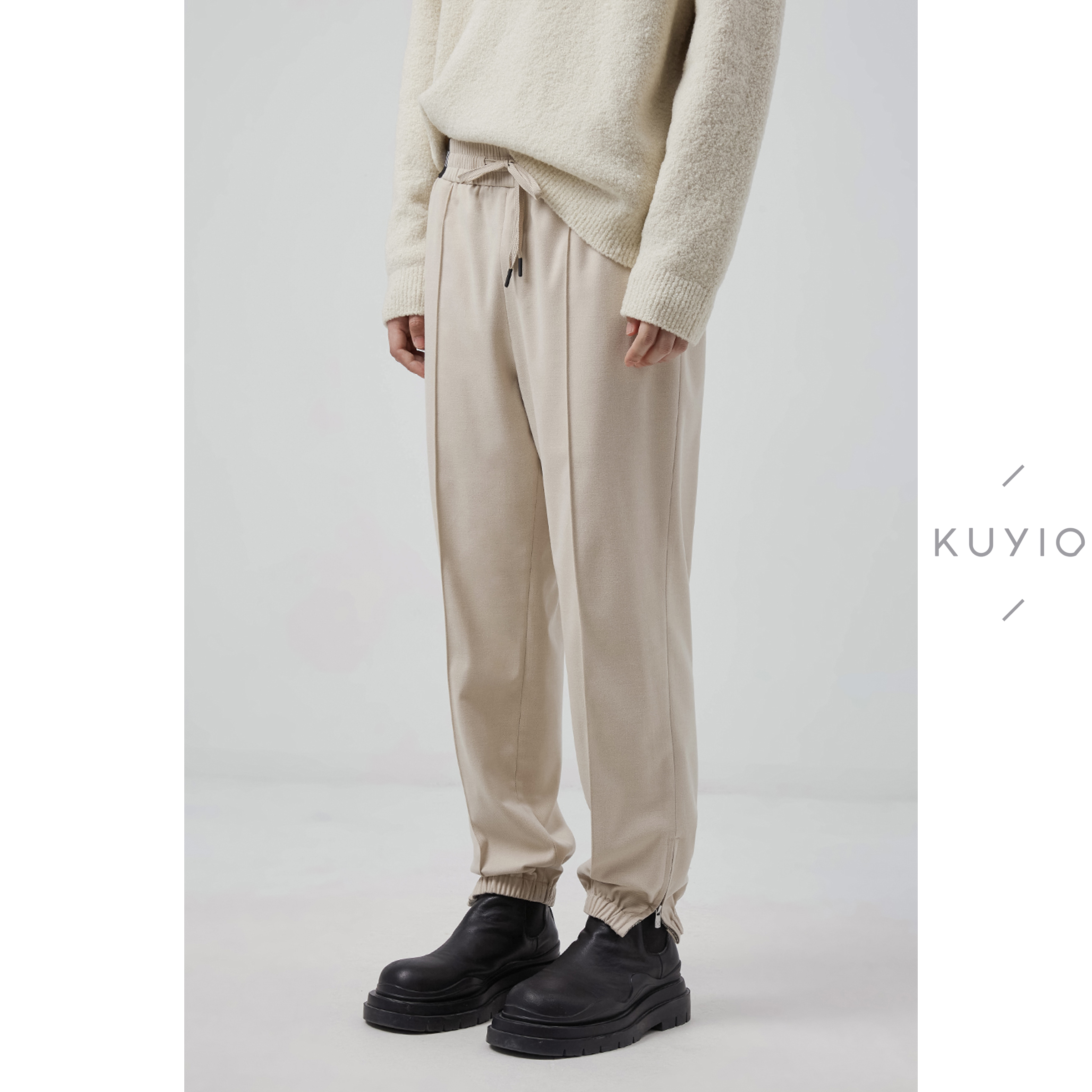 磨毛束腿松紧腰抽绳运动长裤