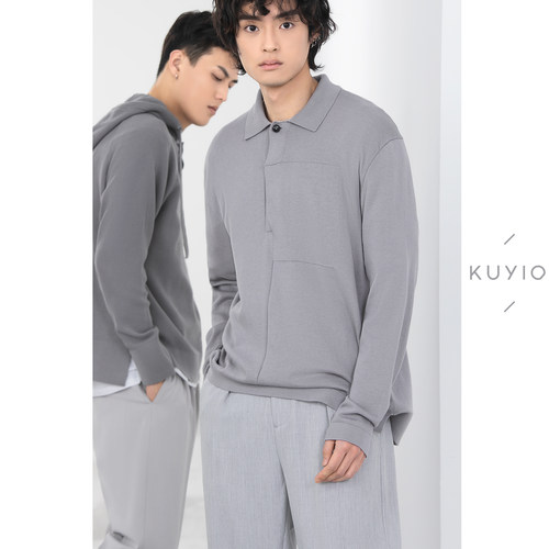 一体成型口袋匹马棉polo针织长袖