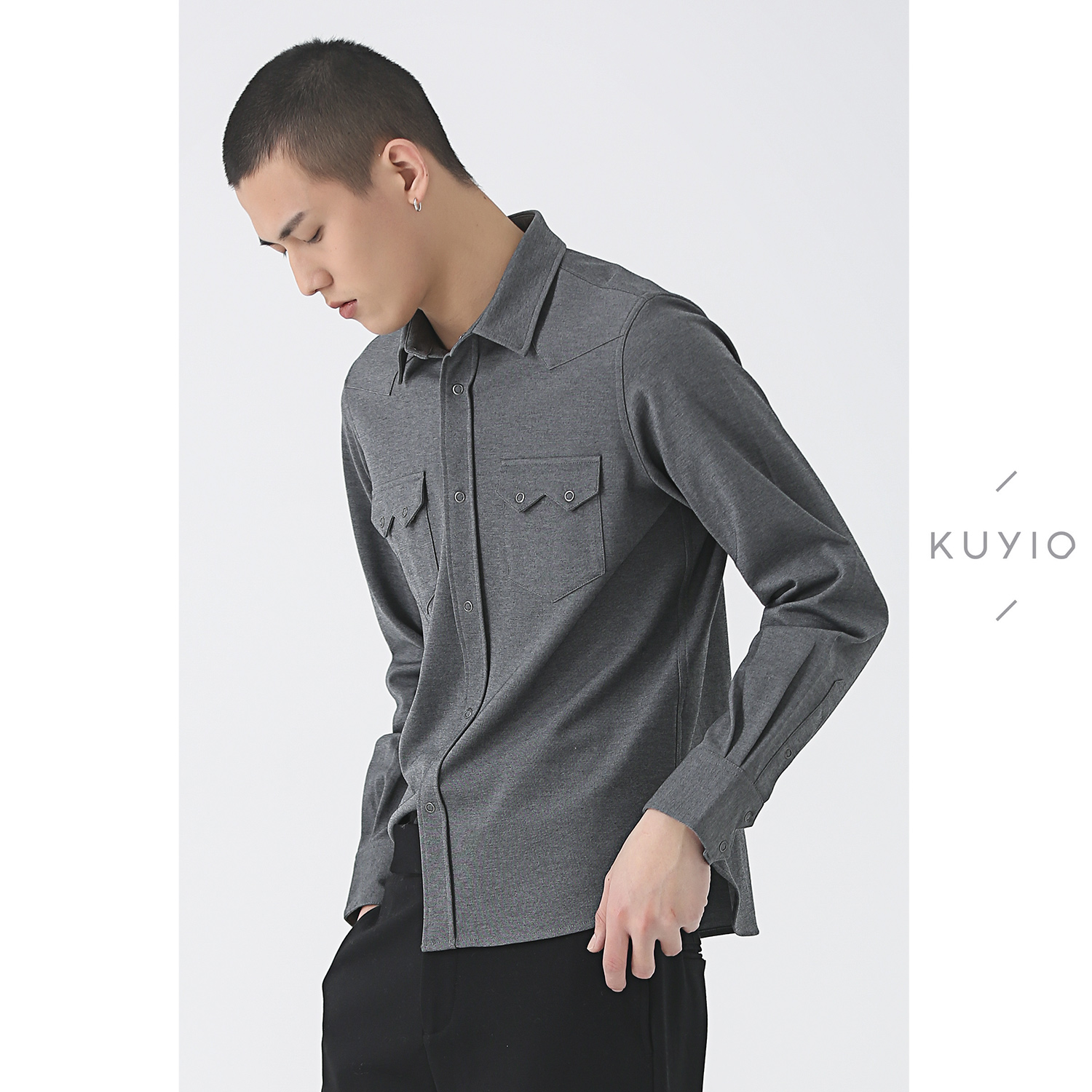 kuyiou/设计师款美式男长袖衬衣