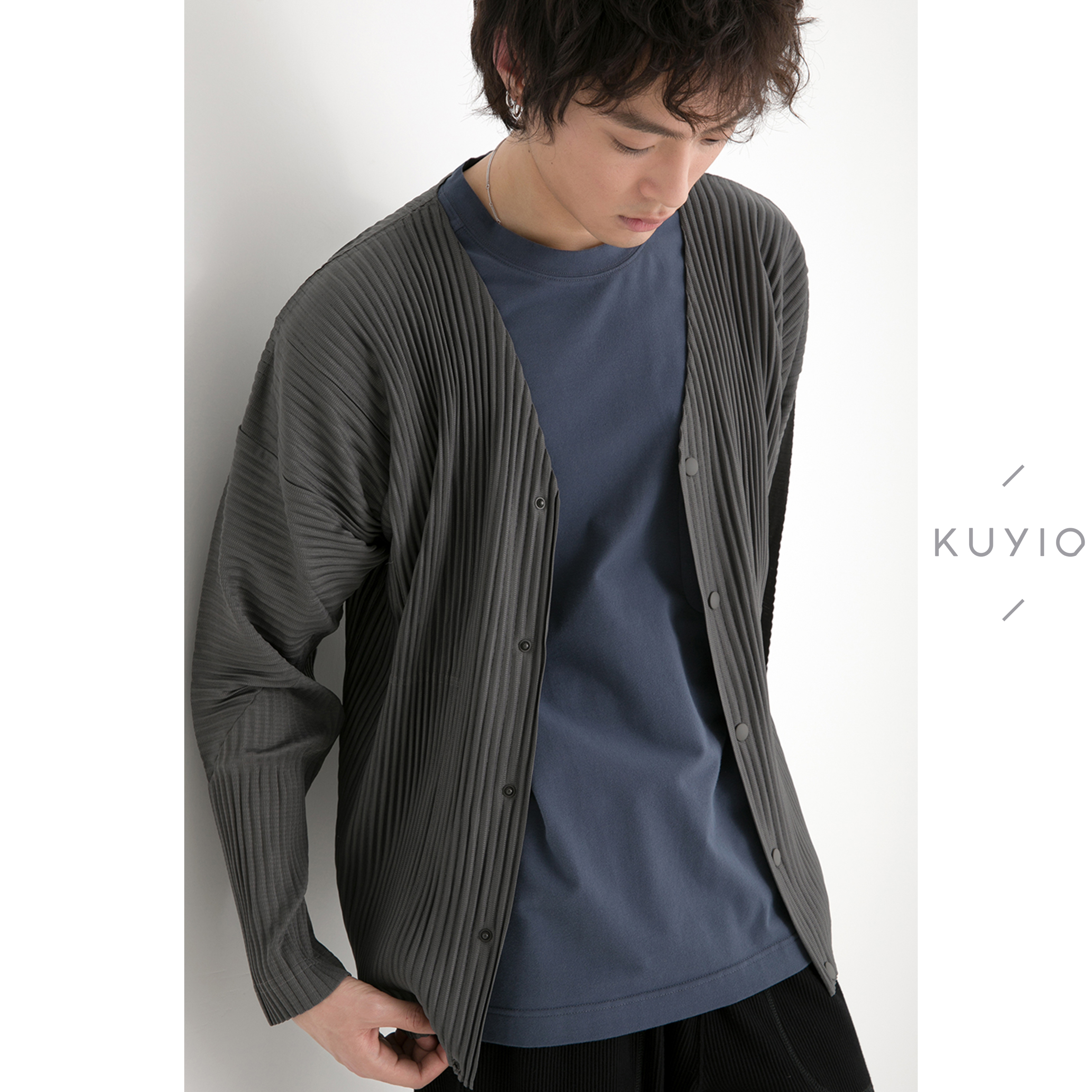 一生手工三次褶皱纽扣jl141开衫