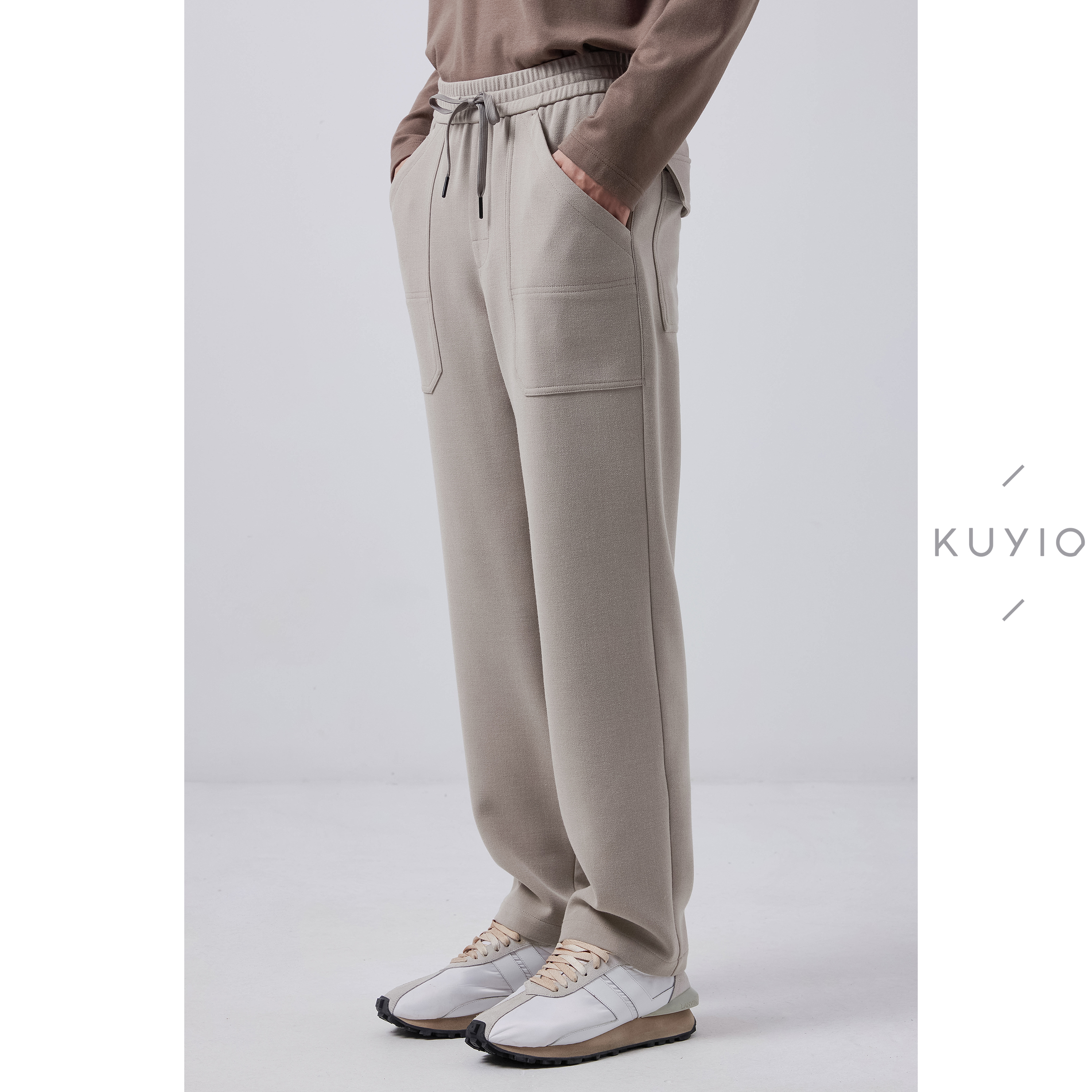 前片切割线叠层厚款k09休闲长裤