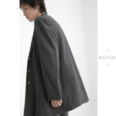 领中长款 KUYIOU 西装 手工三次褶皱宅男士 外套风衣男JD202 一生褶