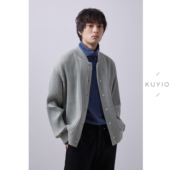 手工成衣压褶罗纹落肩挺廓棒球加厚夹克外套男 KUYIOU 一生褶 J13