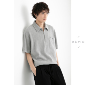 KUYIOU夏 男 POLO衫 定织软糯肉感华夫格 造型口袋落肩宽松挺廓短袖