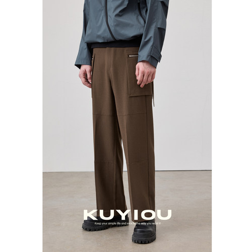 KUYIOU雾面哑光立体肌理长裤