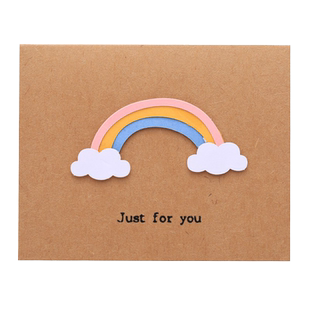 网红简约女高端中国风创意3D立体贺卡新年元旦节日明信片小清新情人复古牛皮空白小卡片感恩祝福生日留言卡纸